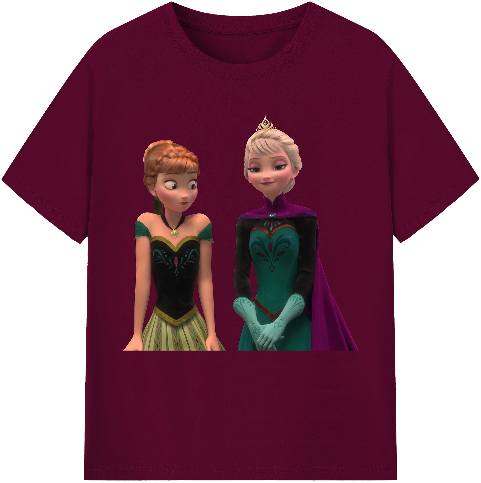 （画像用） アナと雪の女王 アンナ エルサ Frozen Anna Elsa レディースカジュアルプリントTシャツ（綿100％）